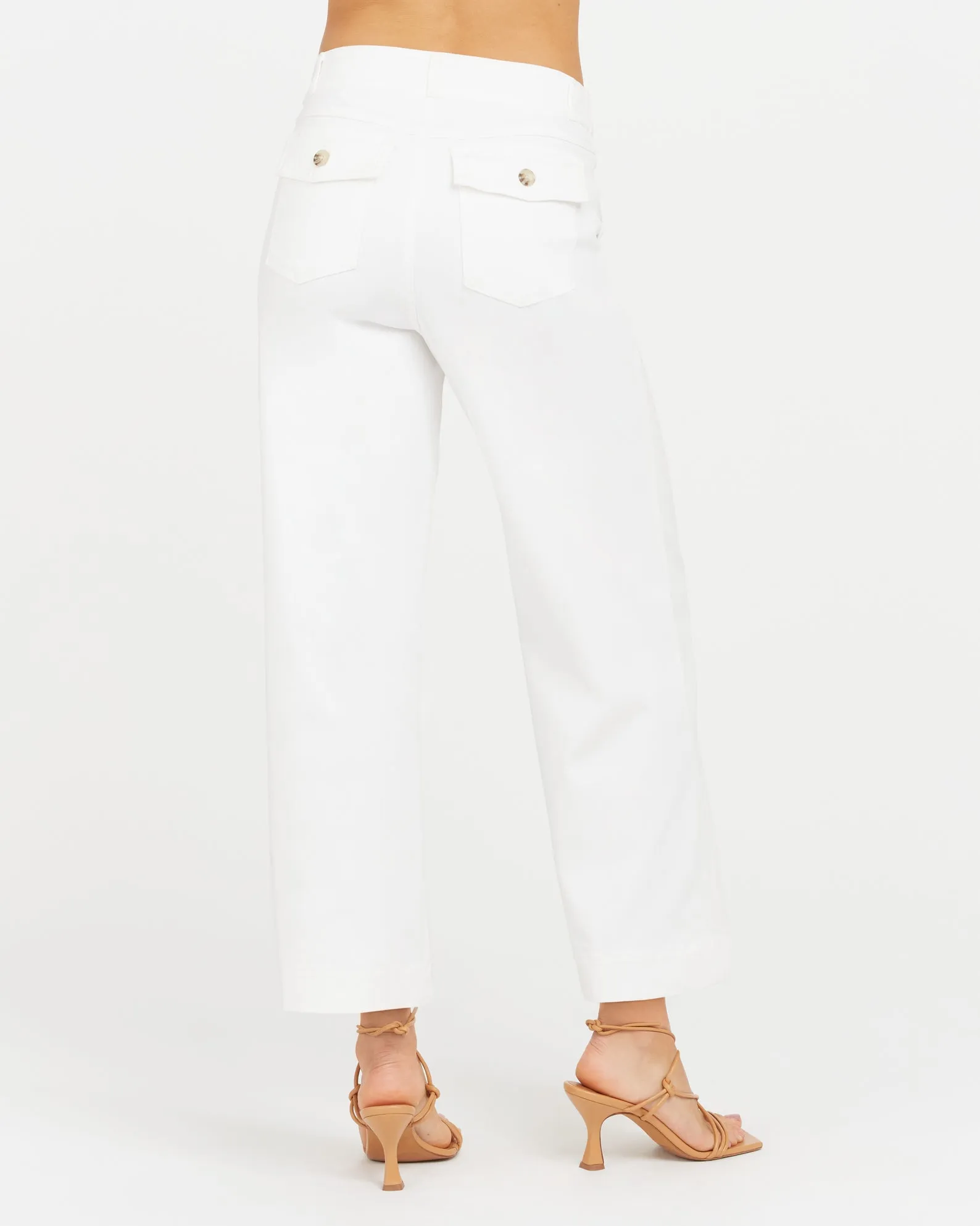 STRETCH TWILL CROPPED WIDE LEG PANT