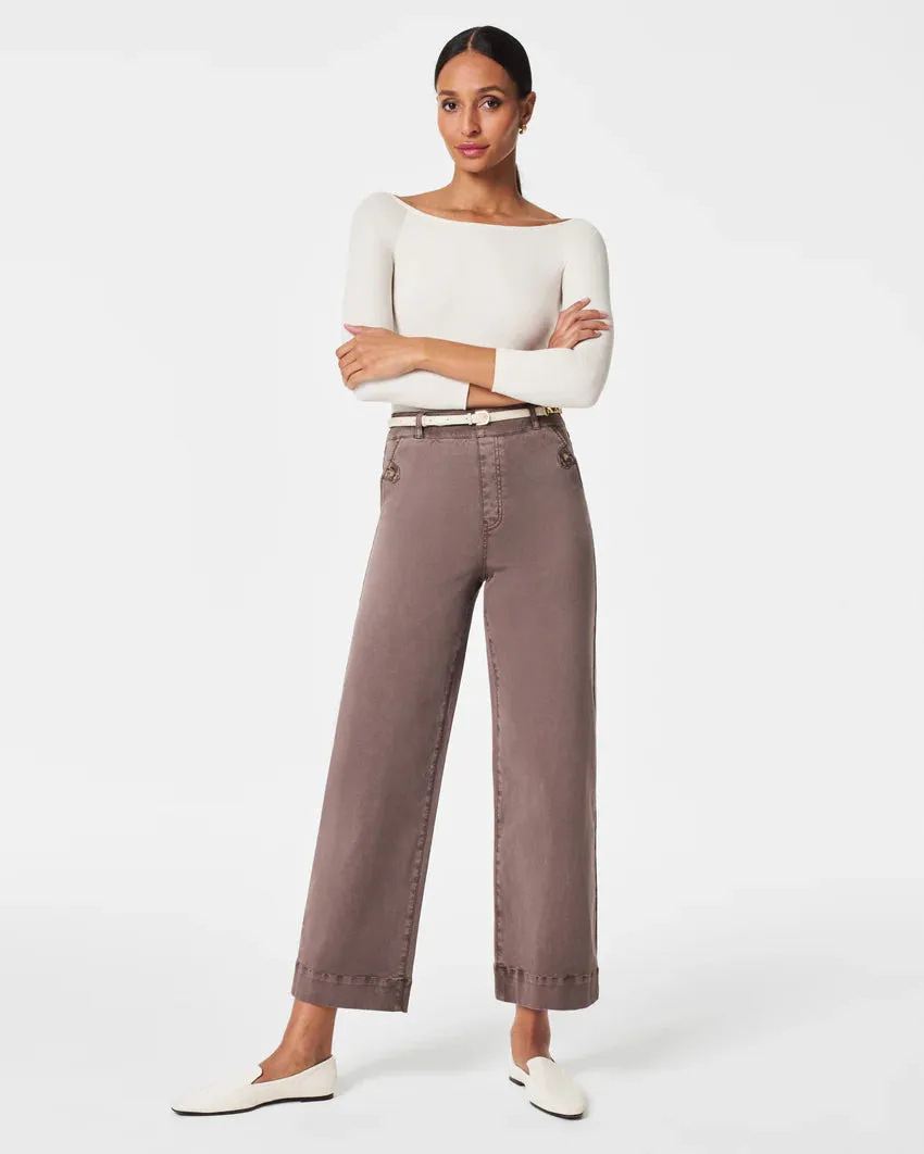 Stretch Twill Cropped Wide Leg - Smoke