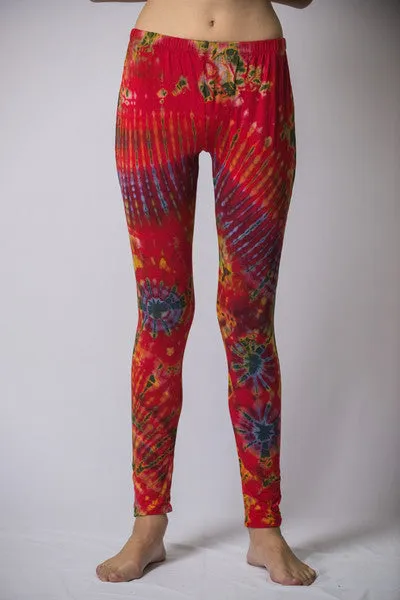 Super Soft Comfortable Womens Leggings Tie Dye Red