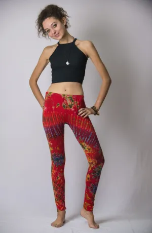 Super Soft Comfortable Womens Leggings Tie Dye Red