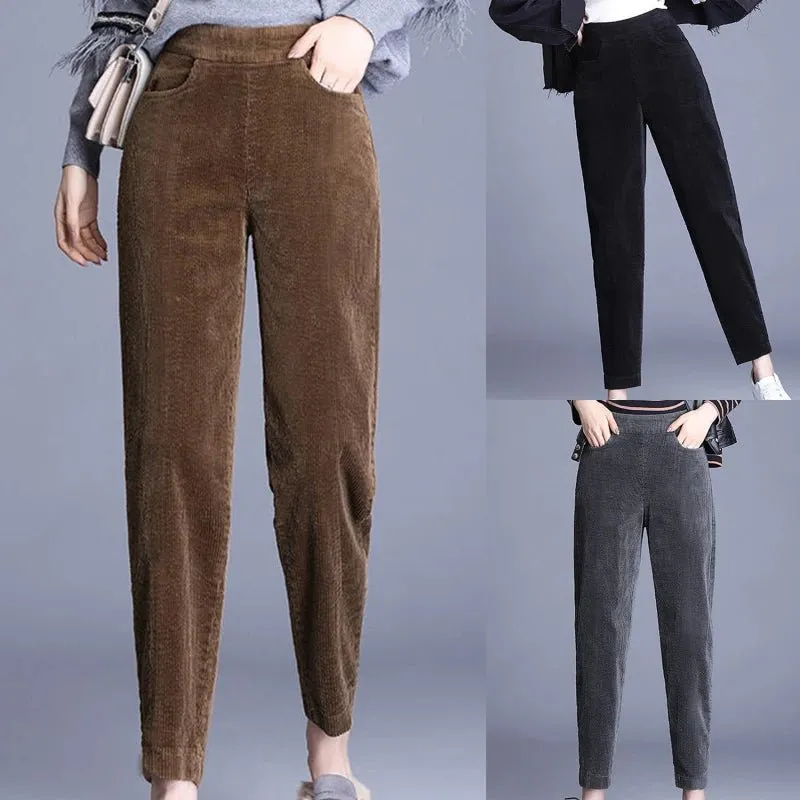 Thick Plush Corduroy Casual Pants For Women in winter