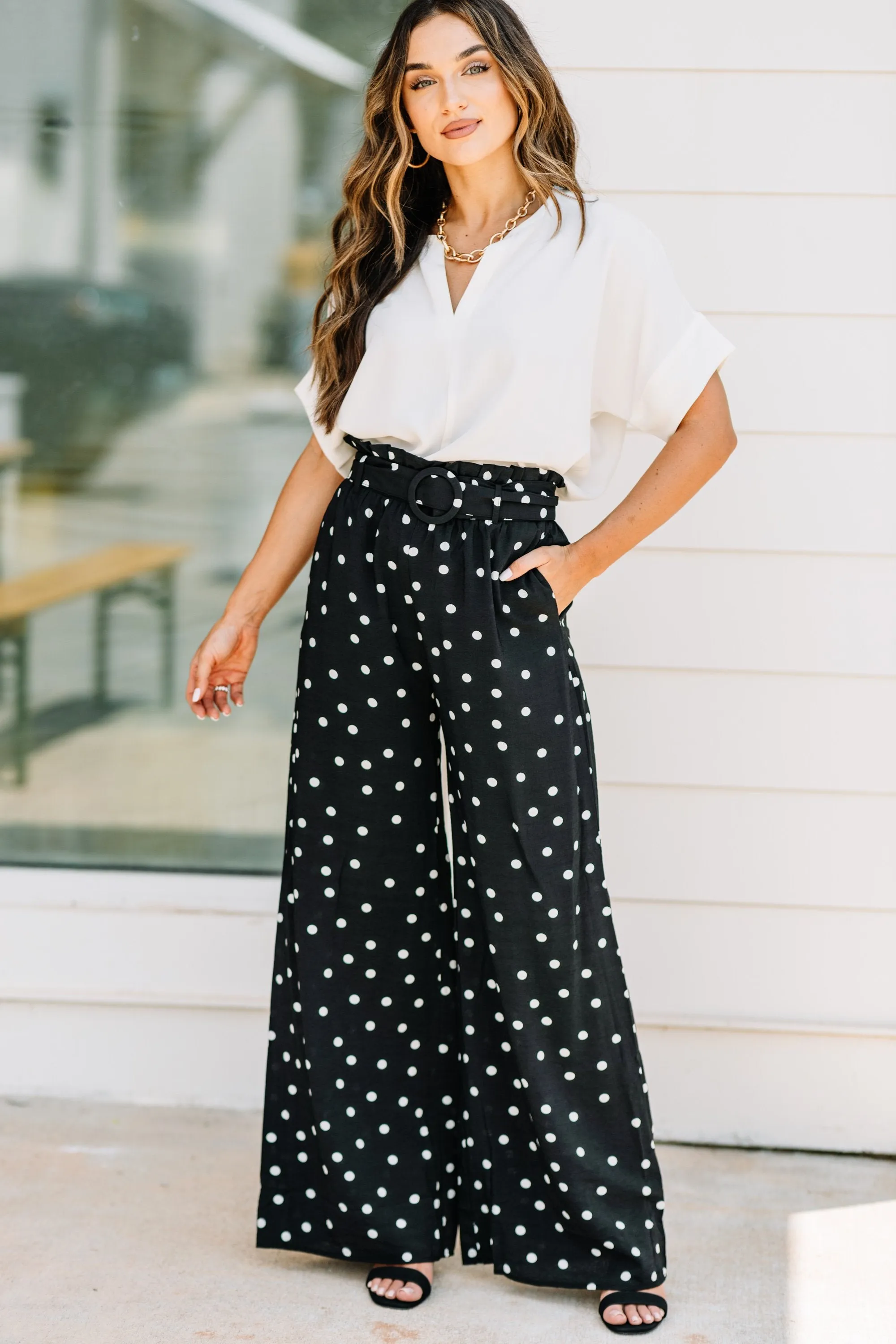 Tight Schedule Black Polka Dot Pants