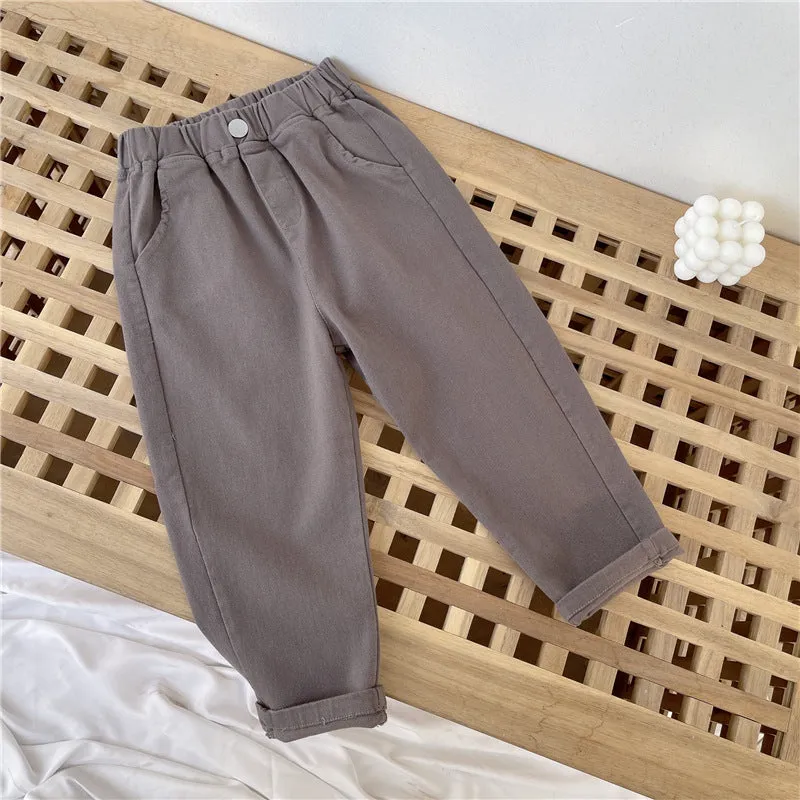 Toddler Kids Boys Fashion Casual Trousers Solid Color