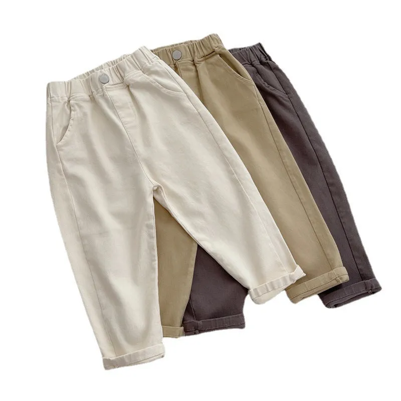 Toddler Kids Boys Fashion Casual Trousers Solid Color