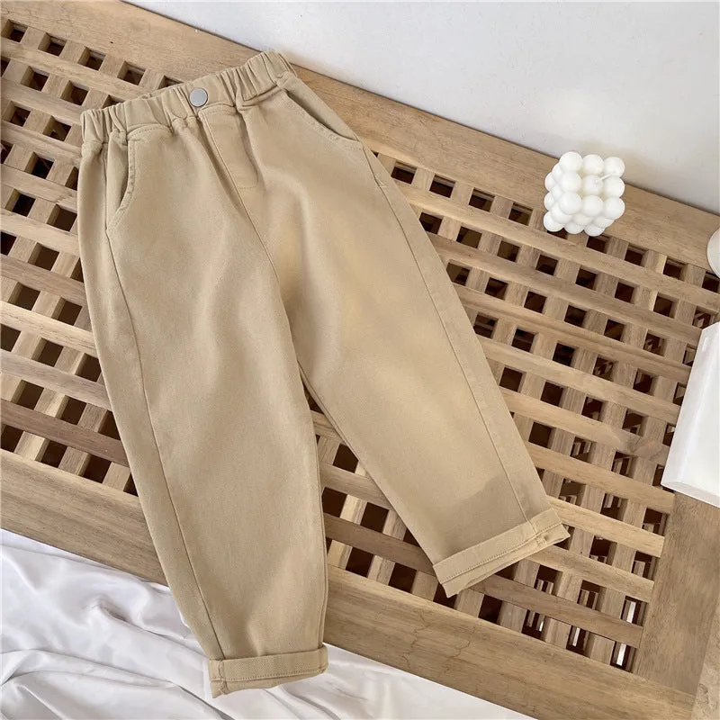 Toddler Kids Boys Fashion Casual Trousers Solid Color