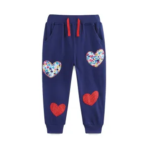 Toddler/Kid Girl Embroidered Hearts Design Pants