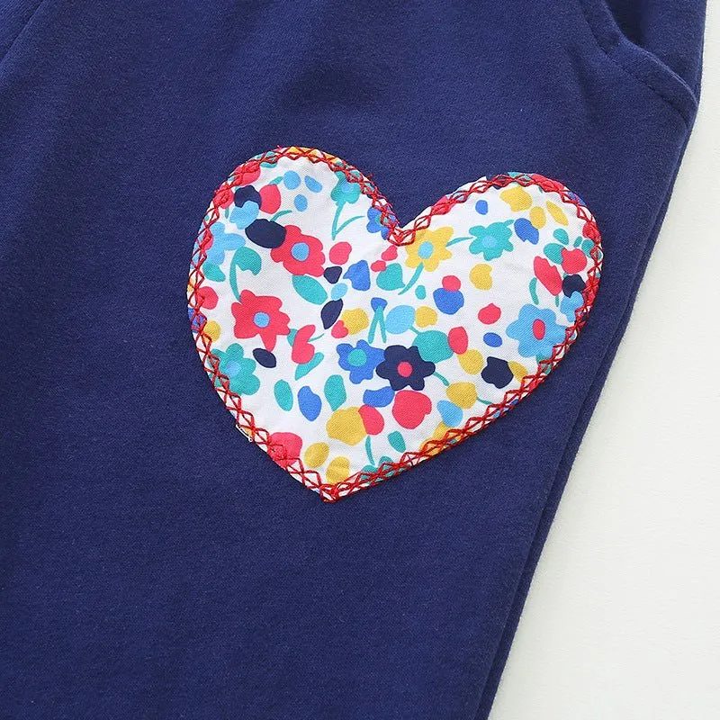 Toddler/Kid Girl Embroidered Hearts Design Pants