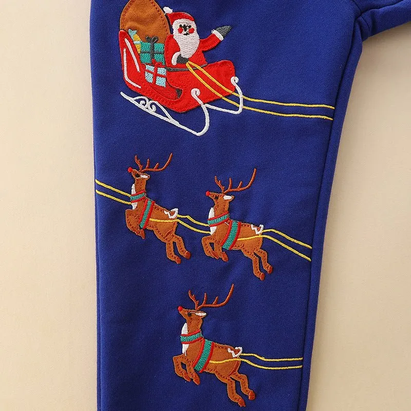 Toddler/Kid Santa   Reindeers Embroidery Festive Pants