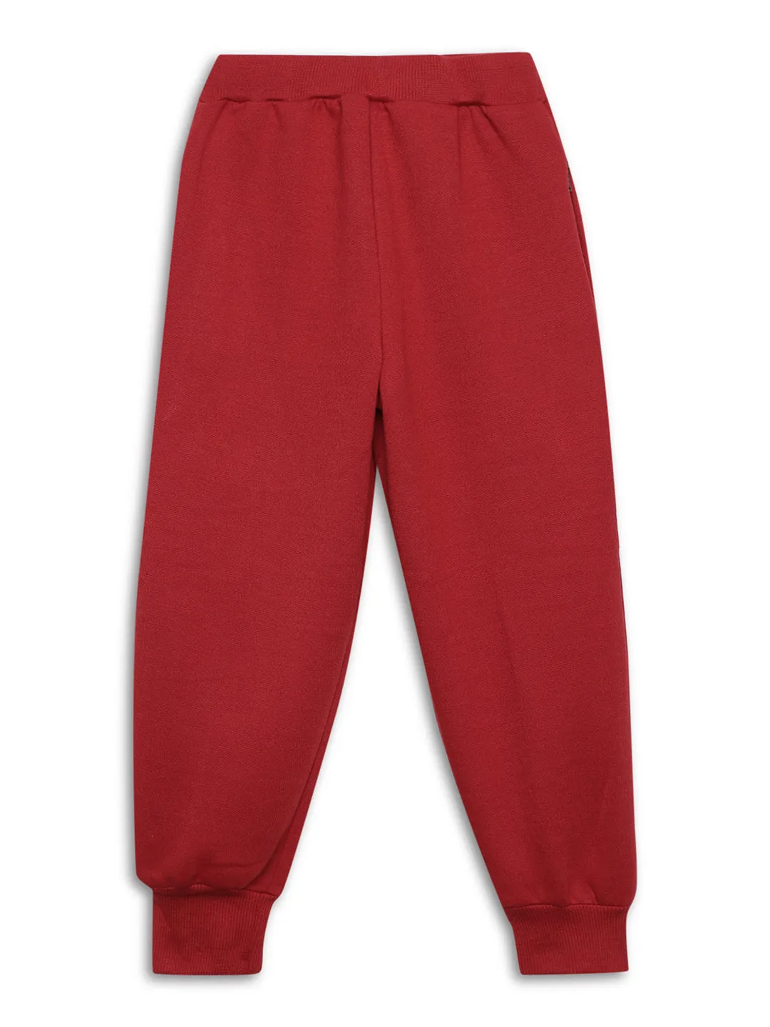 Vimal Jonney Maroon Solid Cotton Fleece Trackpant for Kids