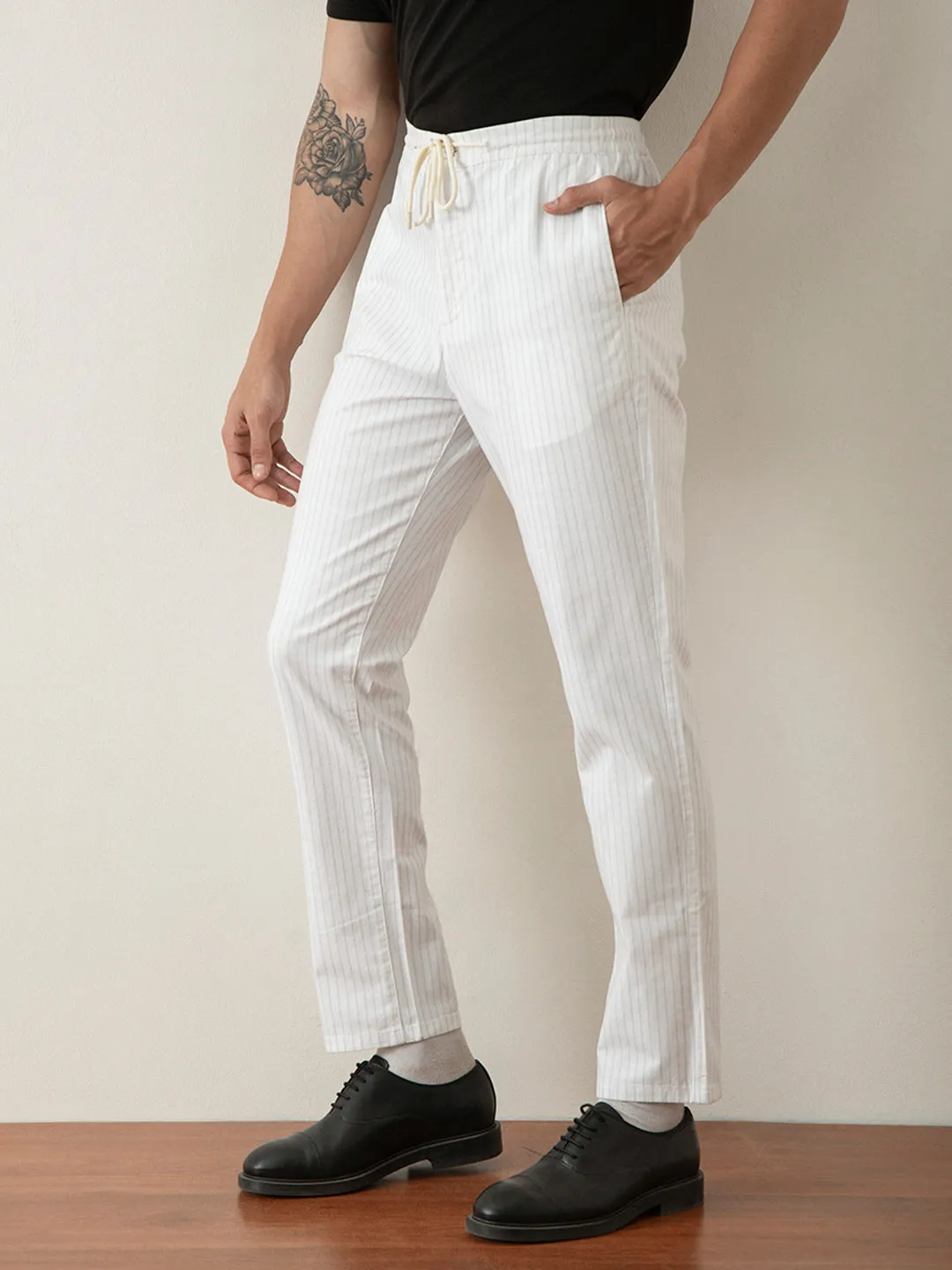 White Striped Loose Pants