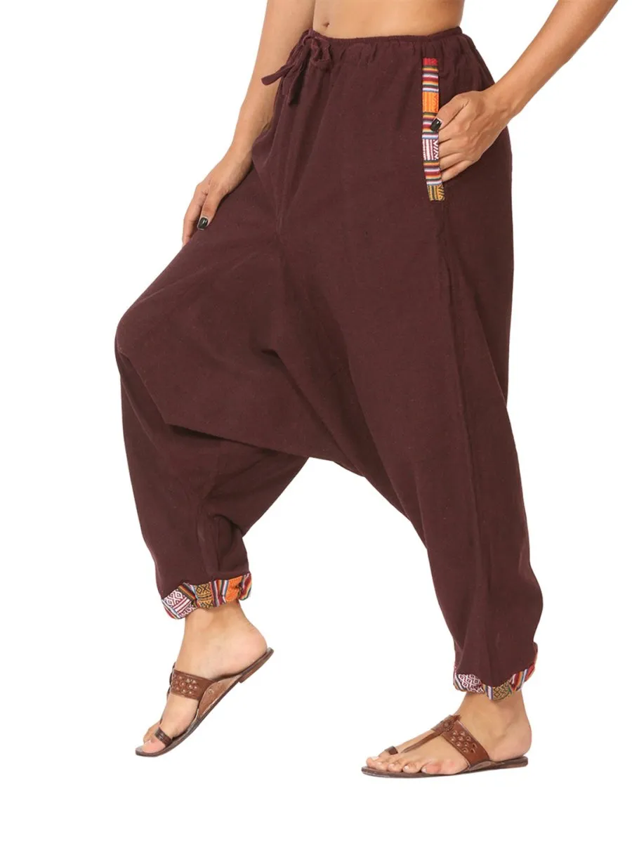 Women's Designer Harem Pants | Maroon | Fits Waist Size 28" to 36"