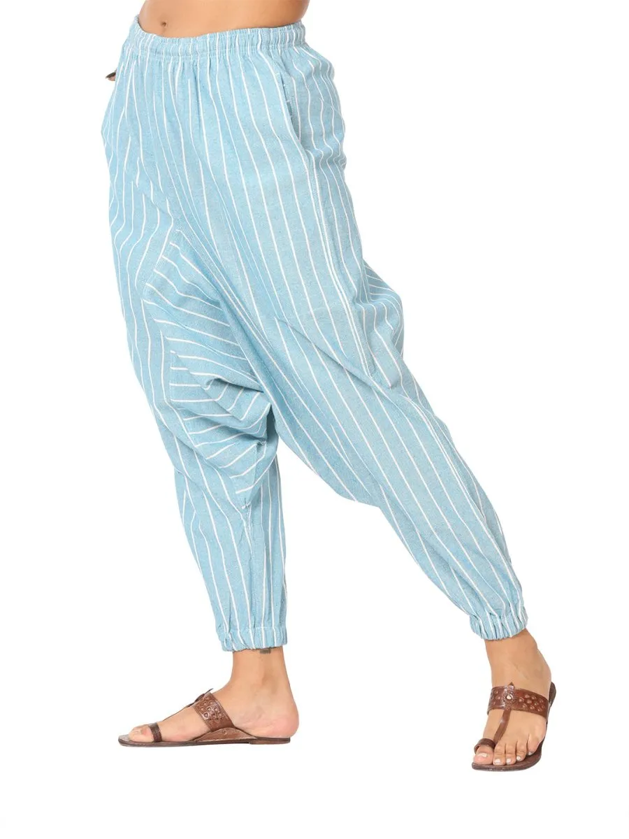 Women's Harem Pant | Blue Stripes | Fits Waist Size 28" to 36"